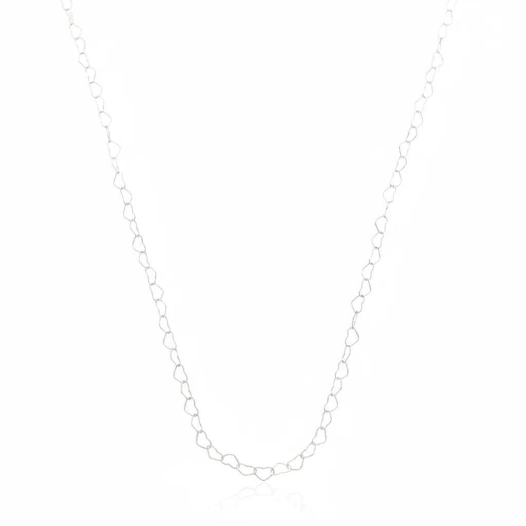 Choker Prata 925 Corrente Elos de Coração