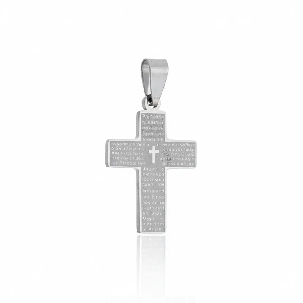 Pingente Cruz Oração Pai Nosso Grande