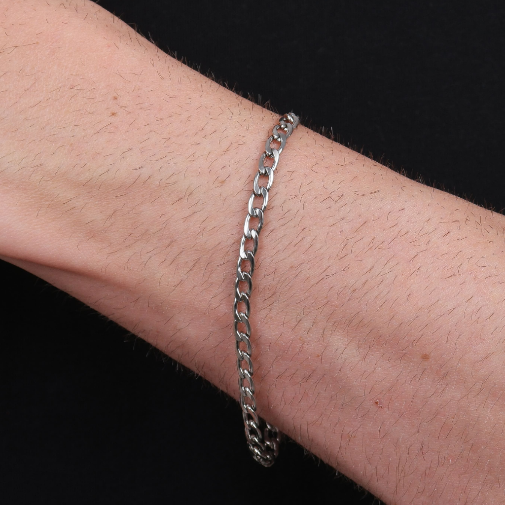 Pulseira de Aço Inox Grumet masculina com elos entrelaçados