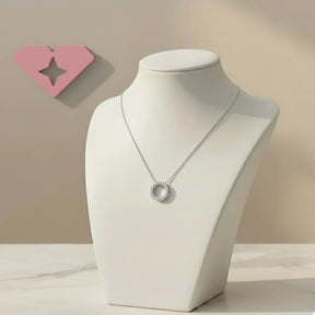 Colar de Prata 925 Feminino Círculo Cravejado