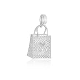 Pingente bolsa Love em prata 925 com detalhe de coração, estilo fashionista delicado.