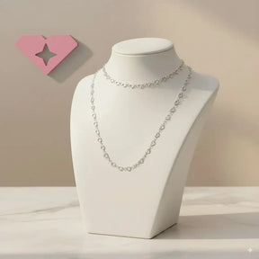 Choker Prata 925 Corrente Elos de Coração 