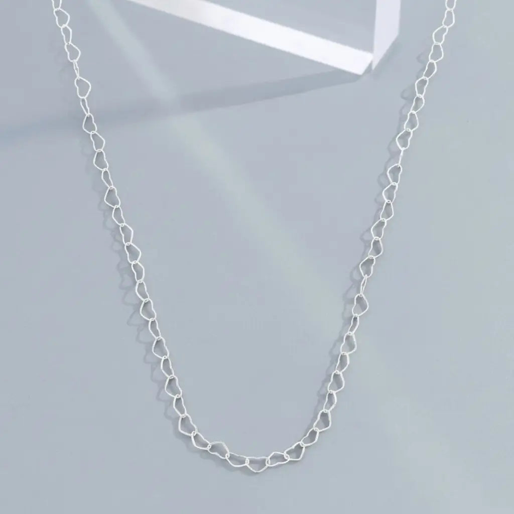 Choker Prata 925 Corrente Elos de Coração
