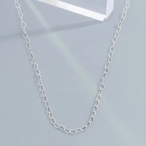 Choker Prata 925 Corrente Elos de Coração