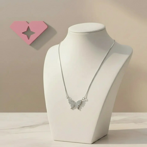 Colar de Prata 925 Feminino Borboleta Cravejada 3