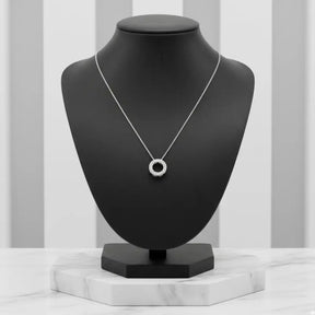 Colar de Prata 925 Feminino Círculo Cravejado