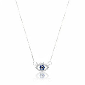 Colar de Prata 925 Feminino Olho Grego Cravejado