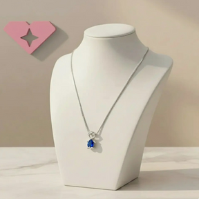 Colar de Prata 925 Pingente Menino com Pedra Azul
