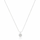 Colar de prata 925 ponto de luz feminino com pingente redondo cravejado e corrente fina, ideal para uso diário ou presente especial.