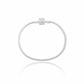 Pulseira Prata 925 para berloque com fecho cravejado em zircônia