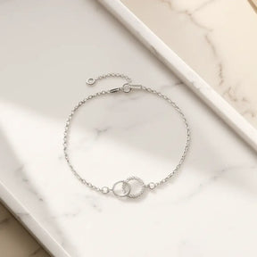 Pulseira Prata 925 Círculo Duplo Cravejado