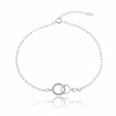 Pulseira de Prata 925 Círculo Duplo Cravejado